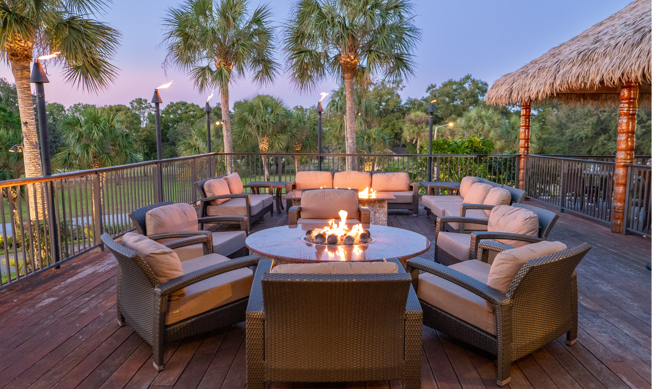 Tiki Bar firepit lounge area at Citrus Hills 55+ community
