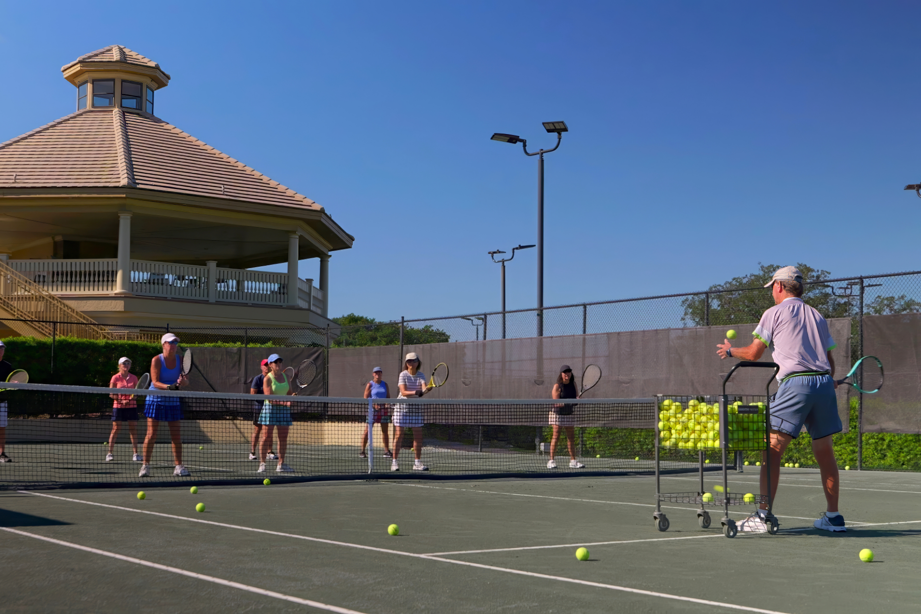 Group tennis lessons for active adults at Citrus Hills 55+ community