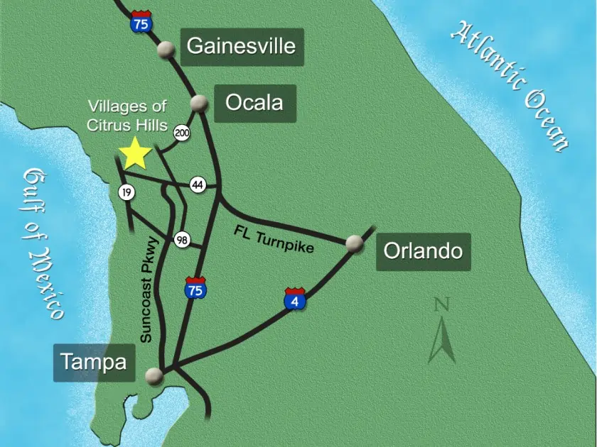 Map showing Citrus Hills location with easy access across Central Florida